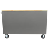 56 in. W x 24.5 in. D 5-Drawer 1-Door Tool Chest Mobile Workbench with Solid Wood Top in Matte Gray