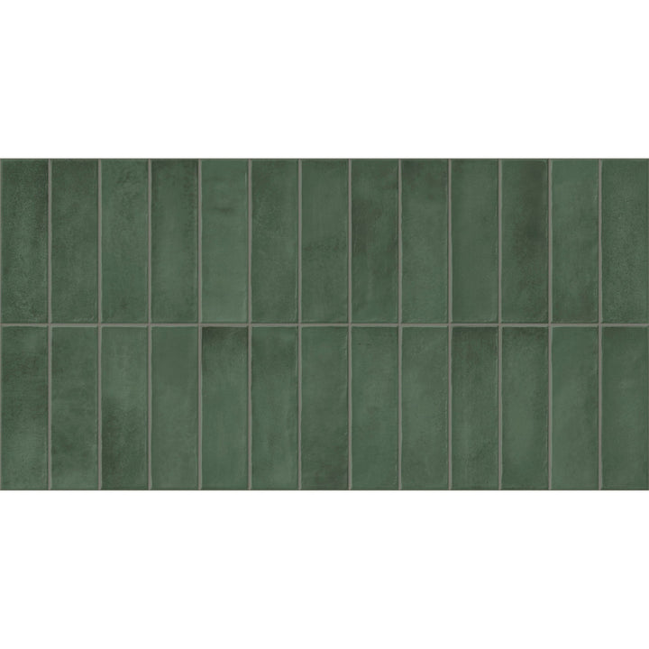 Giorbello Artis Dark Green 12-in x 24-in Glazed Porcelain Handcrafted look Wall Tile product image