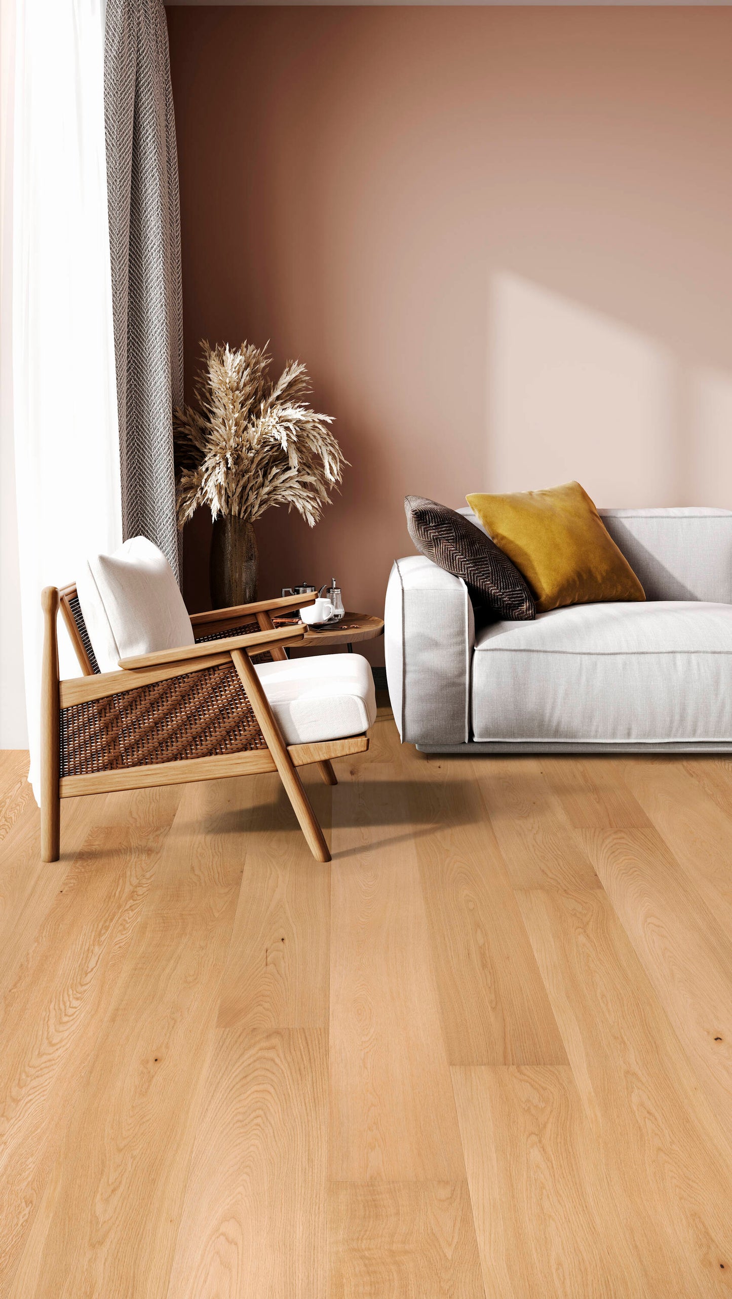 Solidfloor Oak Mineral Opal hardwood flooring — installed room view