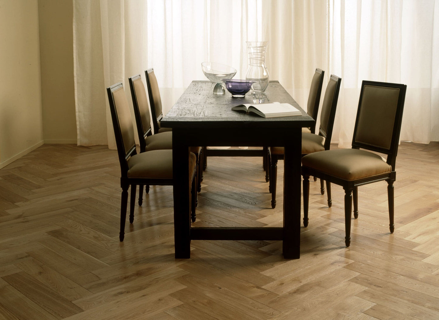 Solidfloor Oak Windsor Herringbone hardwood flooring — installed room view