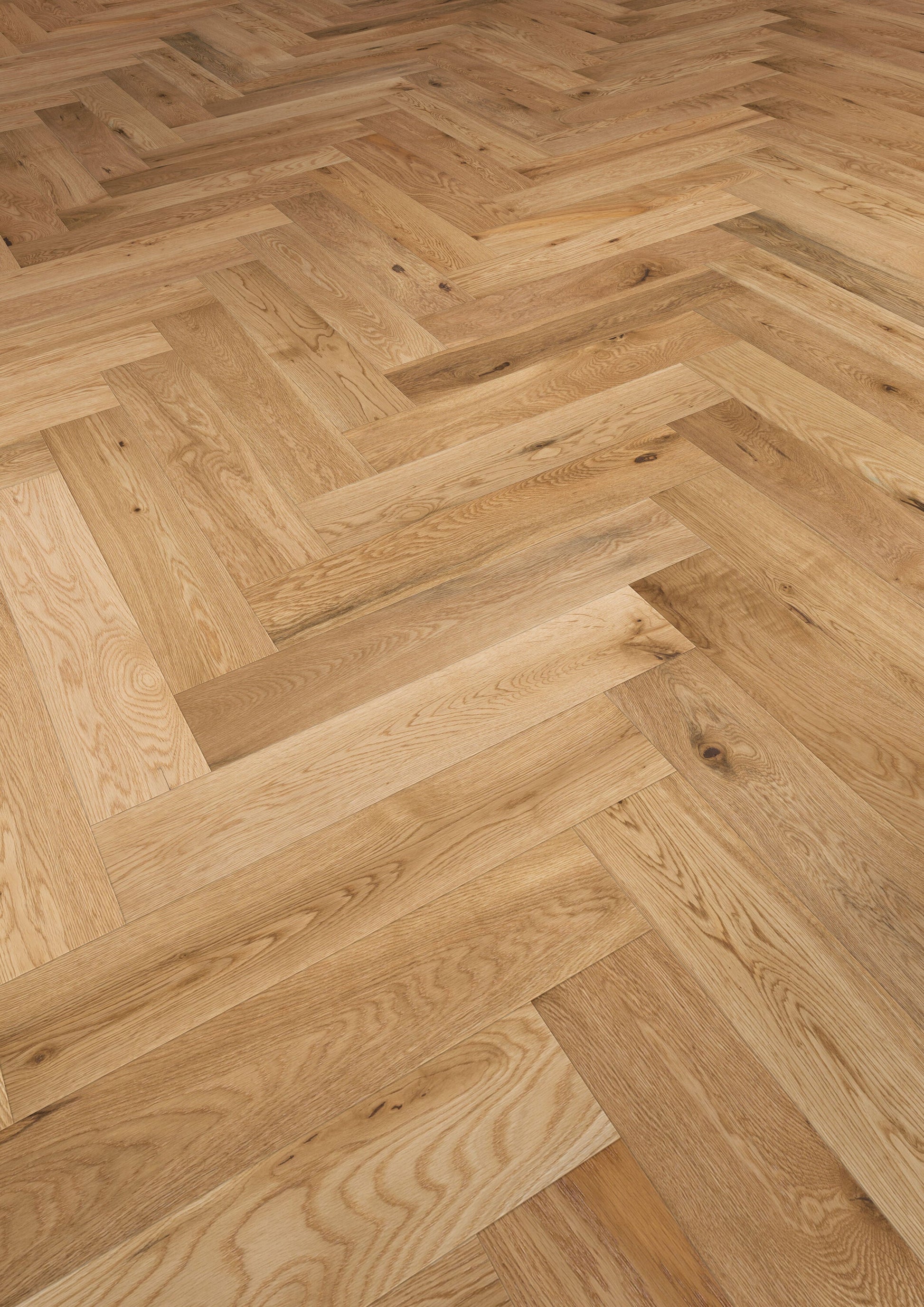 Solidfloor Oak Windsor Herringbone hardwood flooring — carton and plank detail