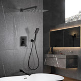 3-Spray with 2.5 GPM 10 in. 3 Functions Tub Wall Mount Dual Shower Heads in Spot in Matte Black (Valve Included)