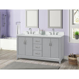 73 in. W x 22 in. D x 0.75 in. H Quartz Vanity Top in Snow White with White Basins - Super Arbor