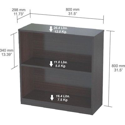 HomeRoots 31.5-in Espresso and Henge Melamine and Engineered Wood Bookcase