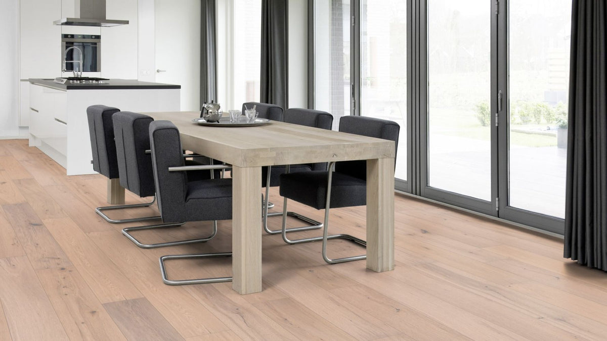 Solidfloor Oak Arctic hardwood flooring — installed room view