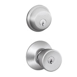 Satin Chrome Single Cylinder Deadbolt with Bell Entry Door Knob Combo Pack - Super Arbor