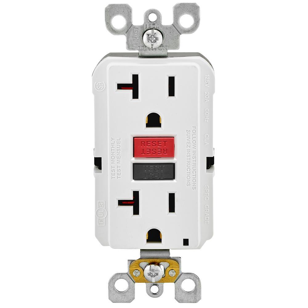 20 Amp Self-Test SmartlockPro Slim Duplex GFCI Outlet, White - Super Arbor