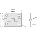 2 in. x 2 in. Satin Brass Narrow Utility Hinge Non-Removable Pin (2-Pack)