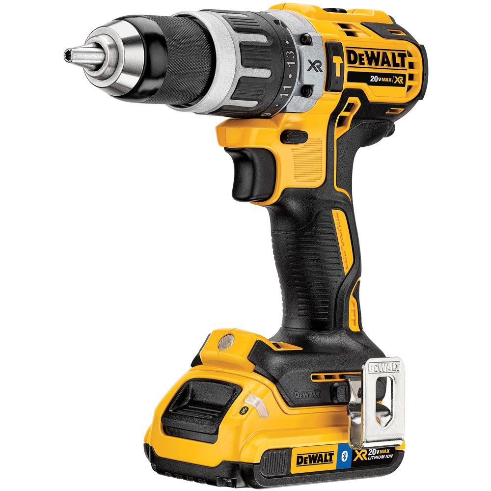20-Volt MAX XR Lithium-Ion Cordless Brushless 1/2 in. Compact Hammer Drill with (2) Bluetooth Batteries 2Ah and Charger