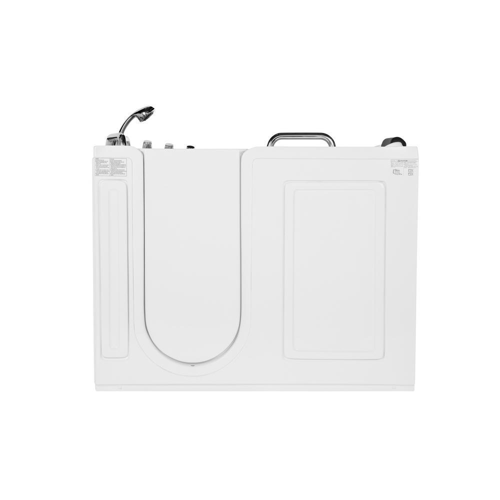 52.5 in. Left Side Walk-in Freestanding Bathtub Flatbottom Soaking SPA Tub in White - Super Arbor