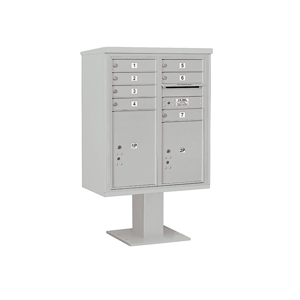 3400 Horizontal Series 7-Compartment 1-Parcel Locker Pedestal Mount Mailbox - Super Arbor