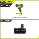 18-Volt ONE+ Cordless Brushless 3-Speed 1/4 in. Hex Impact Driver with 4.0 Ah Lithium-Ion Battery - Super Arbor