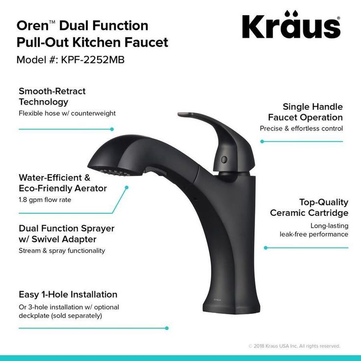 Kraus Oren Matte Black 1-Handle Deck-Mount Pull-Out Handle Kitchen Faucet