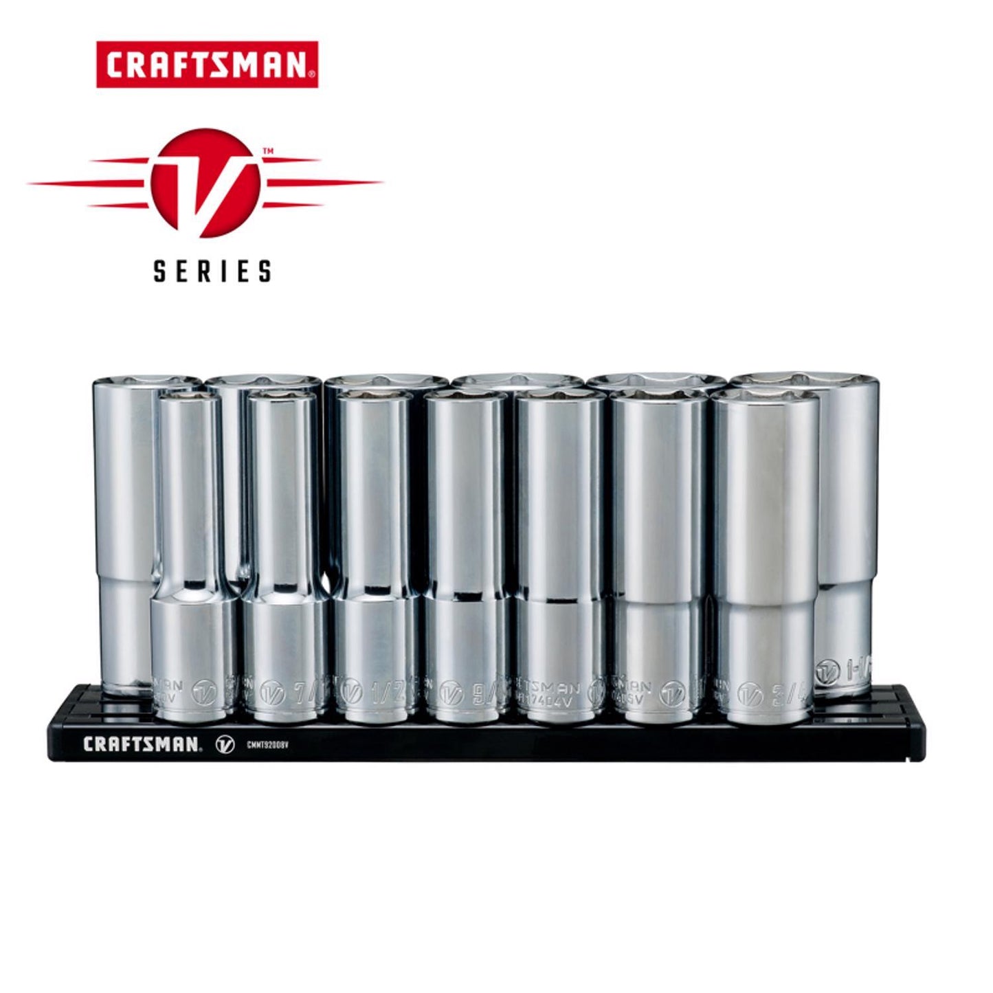 Craftsman V-Series 1/2 in. Drive SAE 6 Point Deep Socket Set, 13 pc