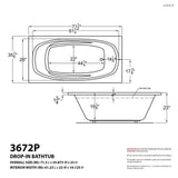 Tiger's Eye 6 ft. Rectangular Drop-in Whirlpool Bathtub in White - Super Arbor