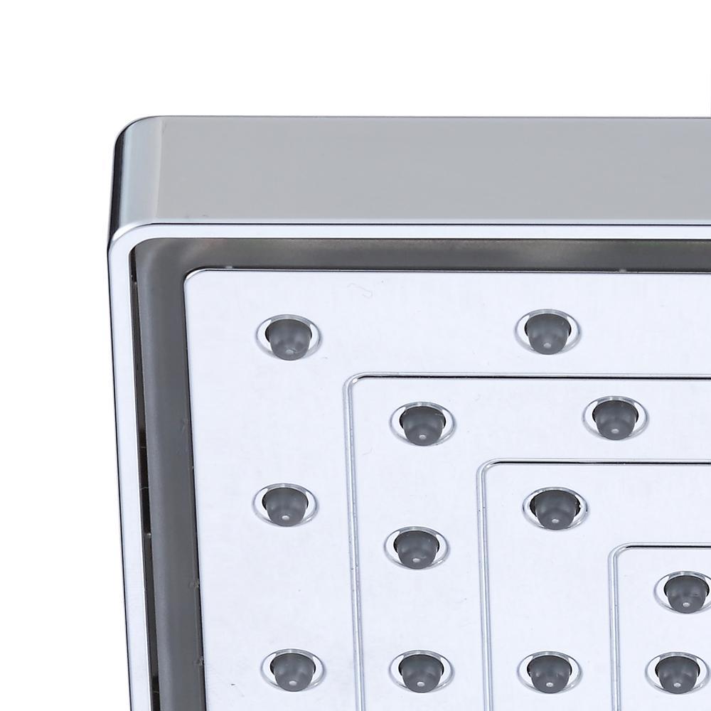 1-Spray 6 in. Single Wall Mount LED Lighted Fixed Rain Shower Head in Chrome - Super Arbor