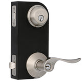 Satin Nickel Single Cylinder Deadbolt with Sacramento Entry Door Lever Combo Pack - Super Arbor