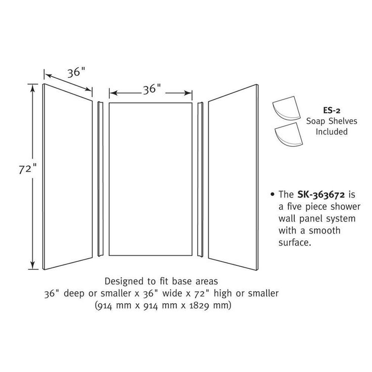 36 in. x 36 in. x 72 in. 3-Piece Easy Up Adhesive Alcove Shower Surround in White