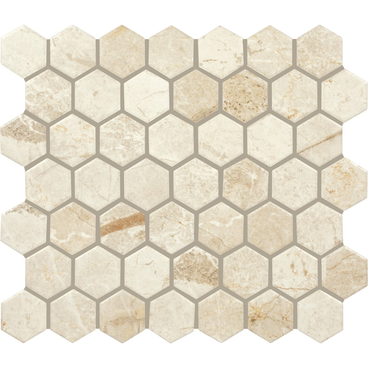Daltile Rooted Elements Beige 10-in x 12-in Matte Ceramic Patterned Hexagon Mosaic Floor and Wall Tile product image