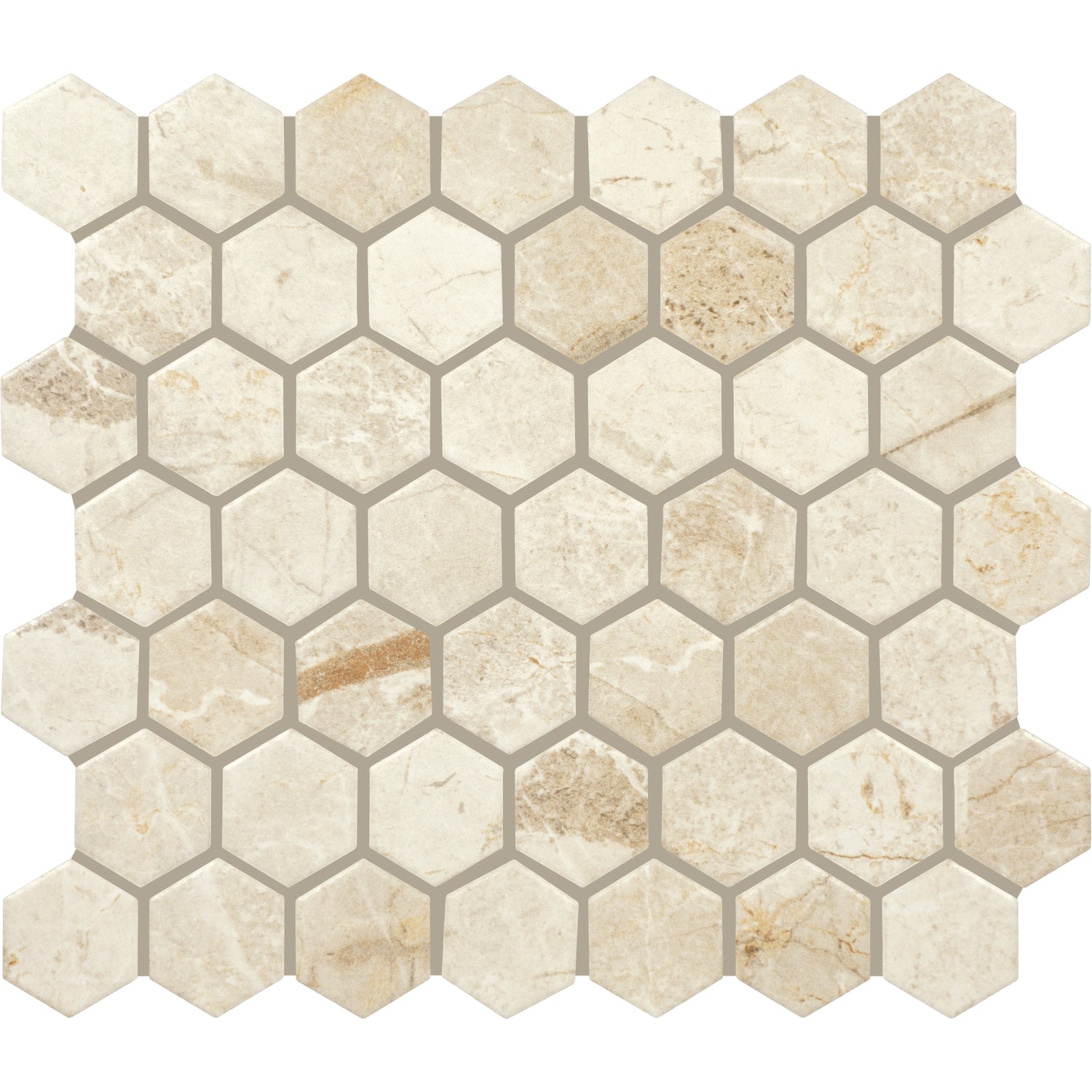 Daltile Rooted Elements Beige 10-in x 12-in Matte Ceramic Patterned Hexagon Mosaic Floor and Wall Tile product image