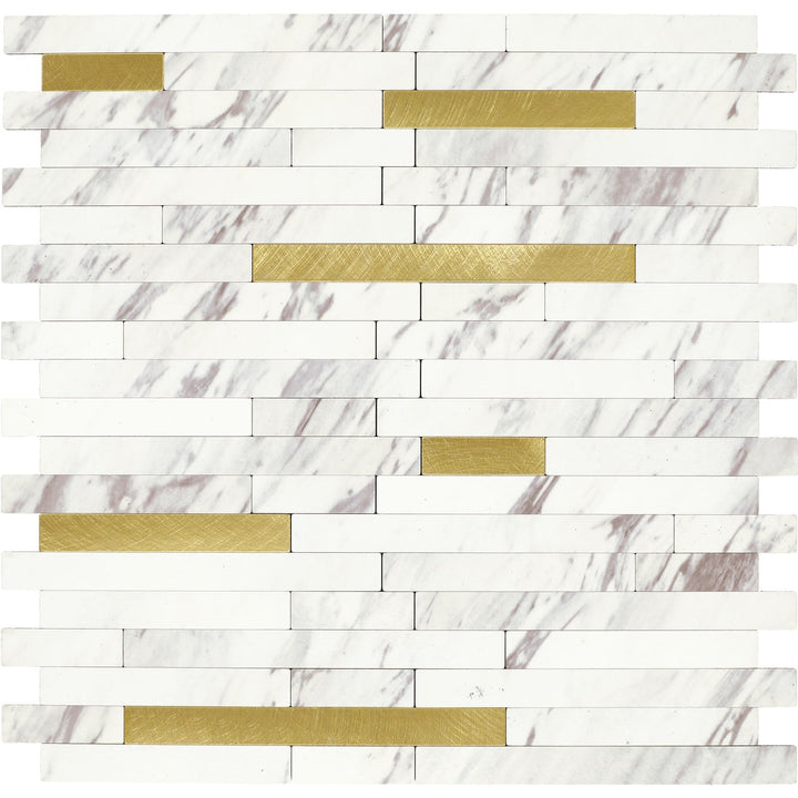 Daltile Smart Stick Golden Drift Ivory 12-in x 12-in Matte PVC Linear Peel and stick Mosaic Wall Tile product image