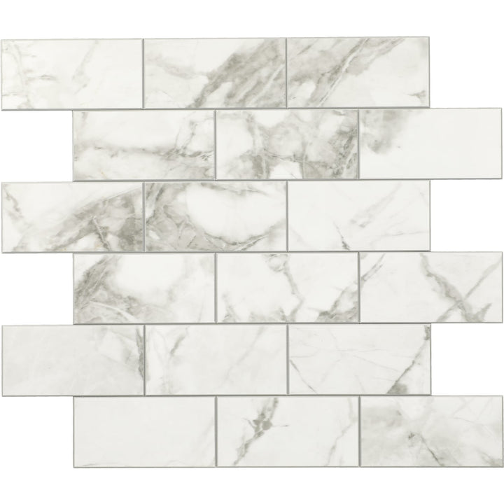 Daltile Smart Stick Desert Marble 12-in x 14-in Glossy PVC Linear Peel and stick Mosaic Wall Tile product image