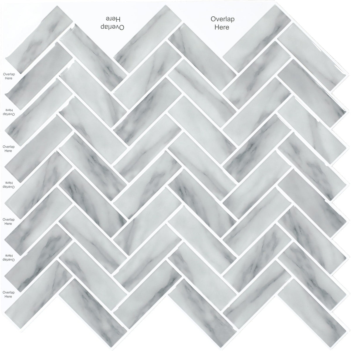 Daltile Smart Stick Moonstone 10-in x 11-in Glossy PVC Herringbone Peel and stick Mosaic Wall Tile product image