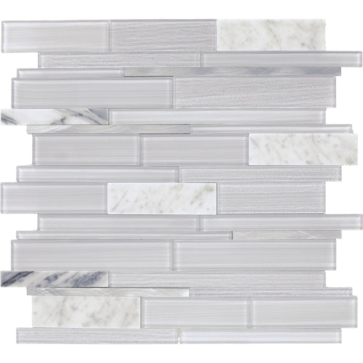 Daltile Smart Stick Silver Pearl 12-in x 13-in Multi-finish PVC Peel and stick Mosaic Wall Tile product image
