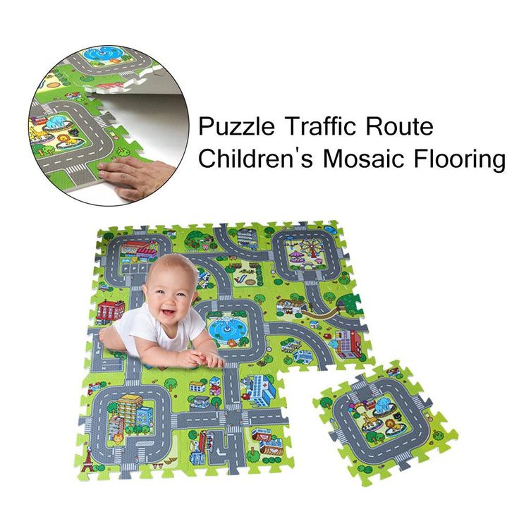 Traffic Play Mat Puzzle Foam Interlocking Tiles Kids Road Traffic Play Rug Children Educational Playmat Rug Baby Play Set Mat