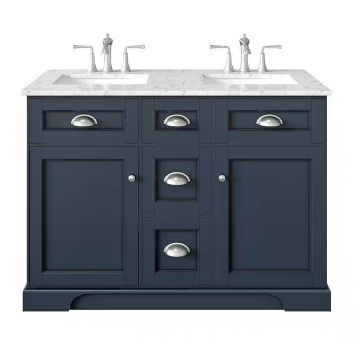 Eviva Happy 24 in. W x 18 in. D x 34 in. H Bathroom Vanity in White with White Carrara Marble Vanity Top and White Undermount Sink