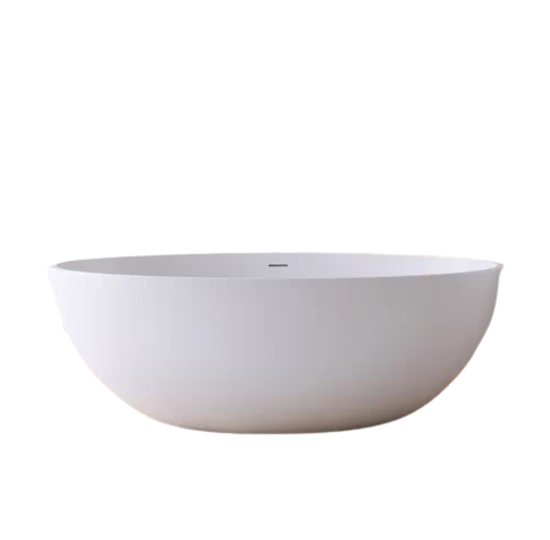 Eaton 71 in. x 35.4 in. Stone Resin Solid Surface Matte Flatbottom Freestanding Soaking Bathtub in White