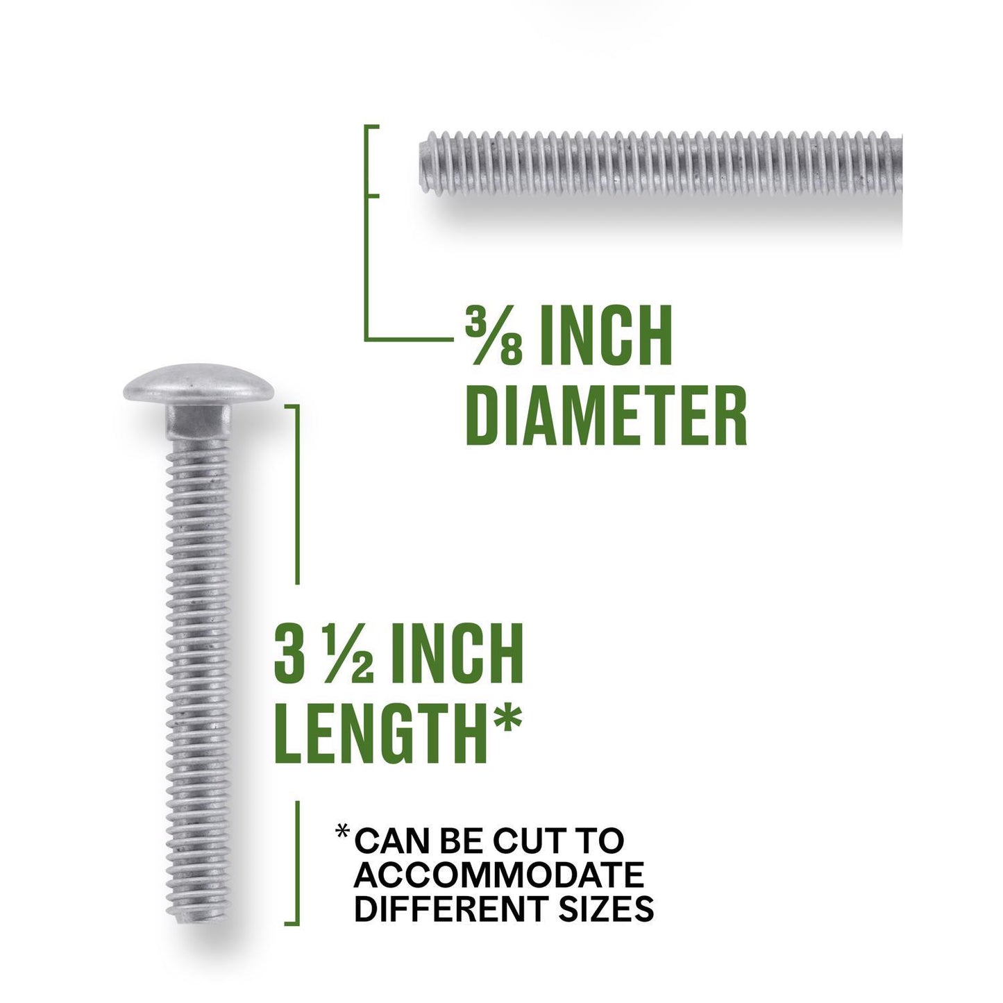 Hillman 3/8 in. x 3-1/2 in. Hot-Dipped Galvanized Steel Carriage Bolts, 50-Pack