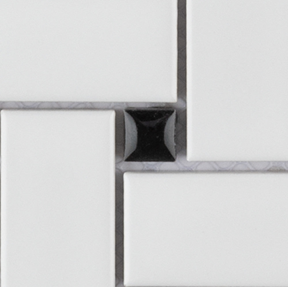 Metro Basketweave White w/Black Dot 11-3/4 in. x 11-3/4 in. Porcelain Mosaic Tile (9.8 sq. ft./Case)