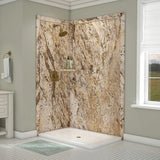 Elegance 36 in. x 48 in. x 80 in. 7-Piece Easy Up Adhesive Corner Shower Wall Surround in Triton - Super Arbor