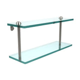 16 in. L x 8 in. H x 5 in. W 2-Tier Clear Glass Bathroom Shelf in Polished Chrome - Super Arbor