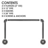 1/2 in. x 2 ft. L Black Pipe Wall Mounted Clothing Rack Kit