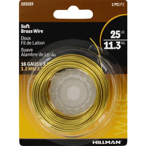 Hillman Soft Brass Wire, 16 Gauge x 25 ft (25 lb Max)