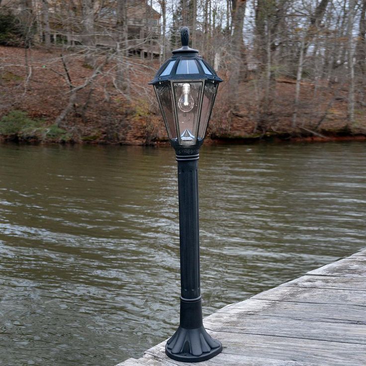 Polaris Solar Medium 1-Light Black Resin LED Outdoor Post Light and Bollard Lamp Post with Warm-White GS LED Bulb