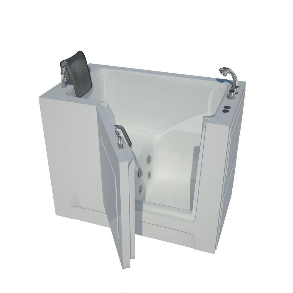 HD Series 46 in. Right Drain Quick Fill Walk-In Whirlpool Bath Tub with Powered Fast Drain in White - Super Arbor