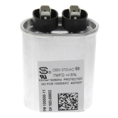 Lennox 83W77 capacitor - front view (Voltage: 370V; MFD: 7)