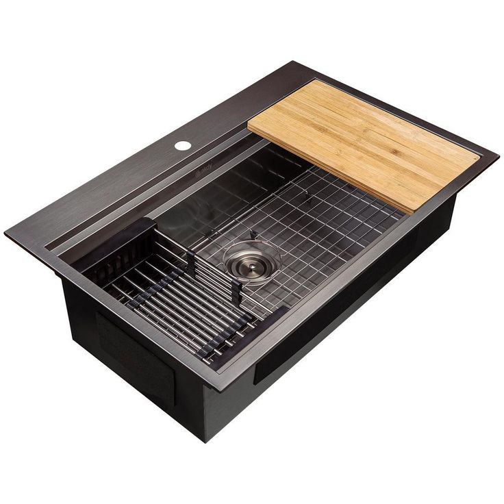 All-in-One Matte Black Finished Stainless Steel 30 in. x 22 in. Single Bowl Drop-in Kitchen Sink with Spring Neck Faucet