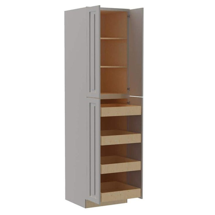Home Decorators Collection Grayson 24 in. W x 24 in. D x 96 in. H Assembled Plywood Pantry Kitchen Cabinet in Pearl Gray with 4ROT Soft Close