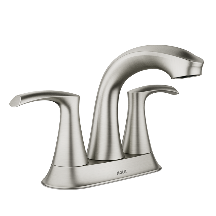 Moen Graeden Spot Resist Brushed Nickel 2‑Handle 4‑in Centerset WaterSense Bathroom Sink Faucet with Drain