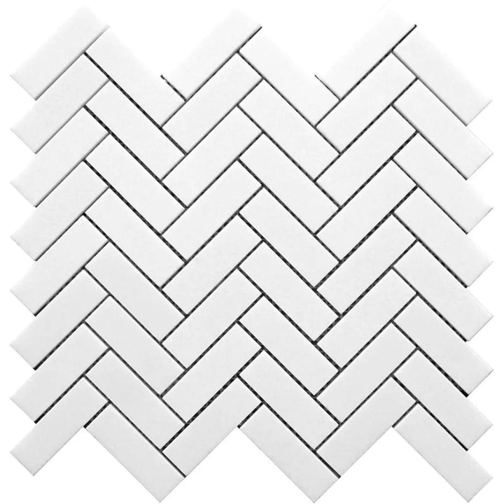 Apollo Tile Nubes Snow White 12-in x 13-in Honed Natural stone Marble Herringbone Mosaic Floor and Wall Tile product image