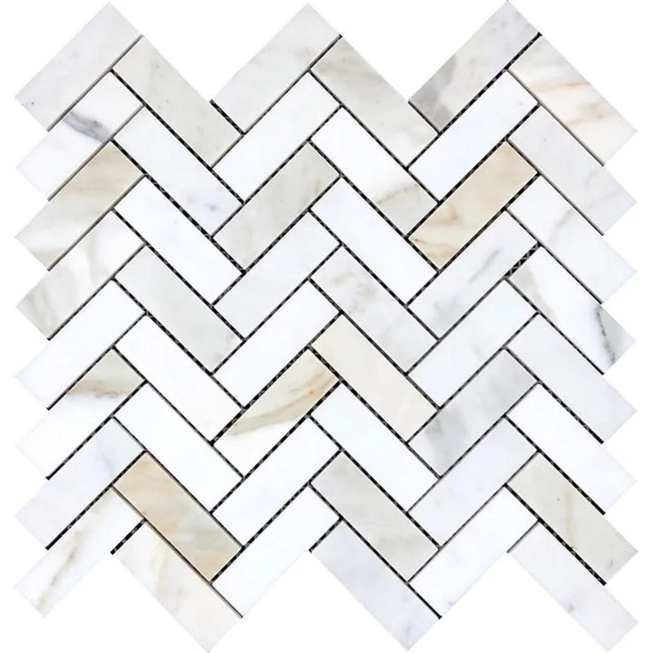 Apollo Tile Serena White Gray 12-in x 13-in Honed Natural stone Marble Herringbone Mosaic Floor and Wall Tile product image