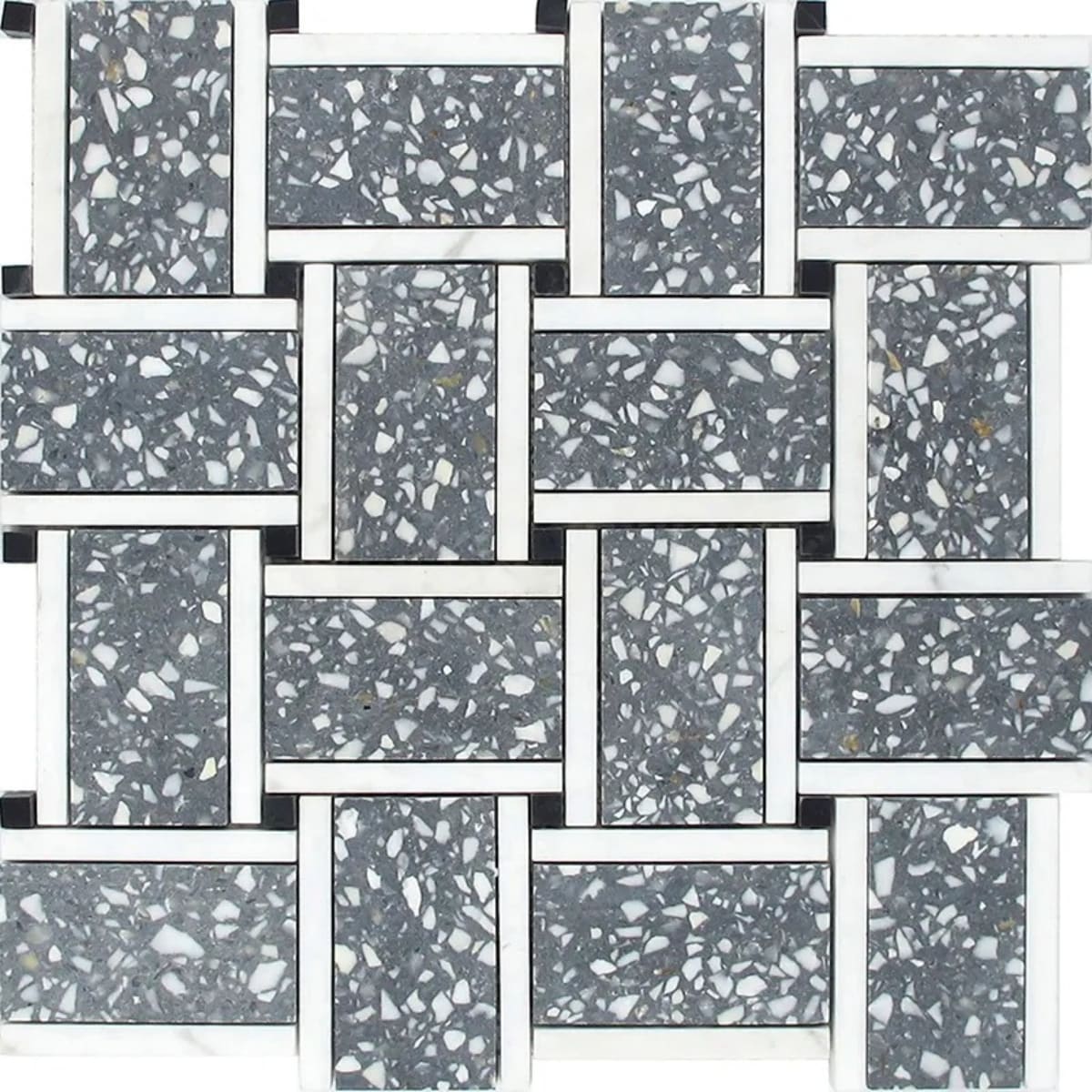 Apollo Tile Stellare Charcoal Gray, White 12-in x 12-in Honed Natural stone Marble Mosaic Floor and Wall Tile product image