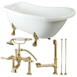 Slipper 5.6 ft. Acrylic Clawfoot Bathtub in White and Faucet Combo in Oil Rubbed Bronze - Super Arbor