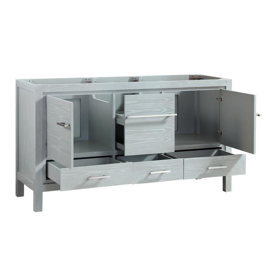 Azzuri Riley 61-in White Double Sink Bathroom Vanity with Gray Quartz Top - Super Arbor