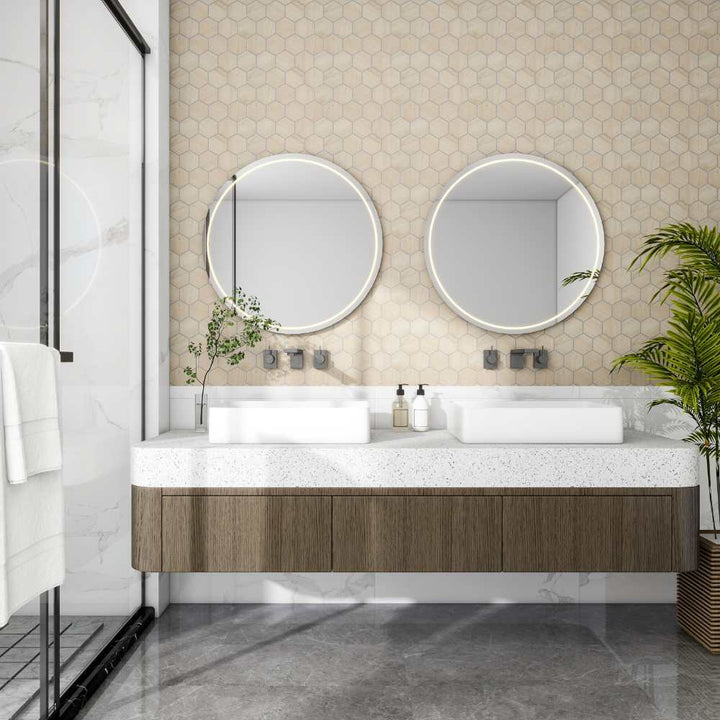 The Tile Life Daintree Haya 3-in x 3-in Matte Glass Wood look Hexagon Mosaic Floor and Wall Tile product image