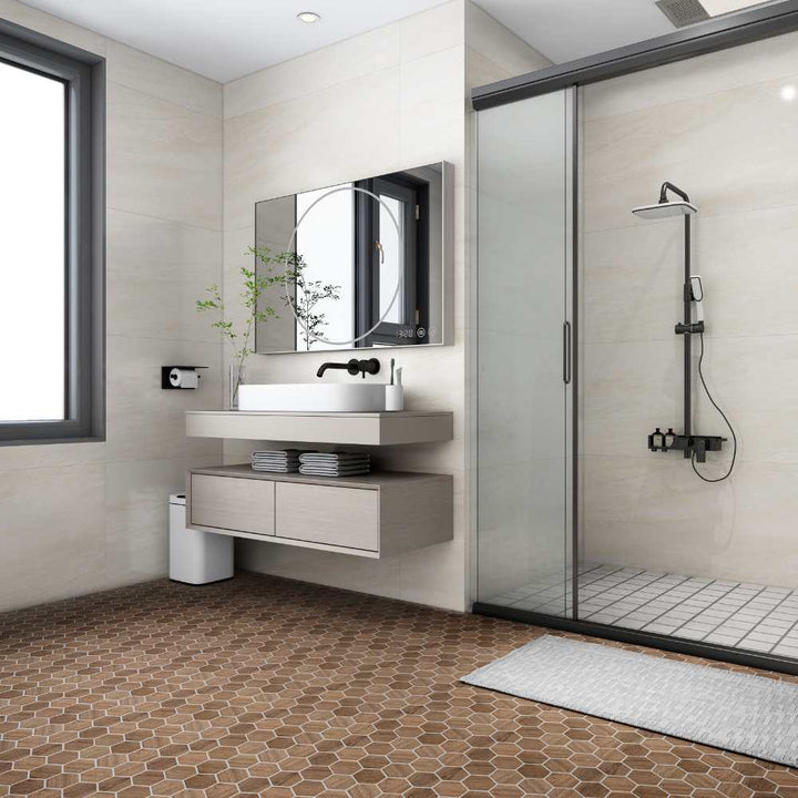 The Tile Life Daintree Cerezo 3-in x 3-in Matte Glass Wood look Hexagon Mosaic Floor and Wall Tile product image